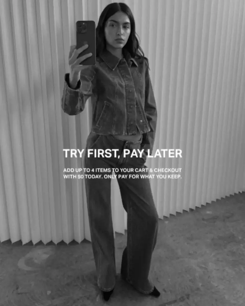 Neuw Denim Try at Home campaign: try first, pay later: add up to 4 items and only pay for what you keep